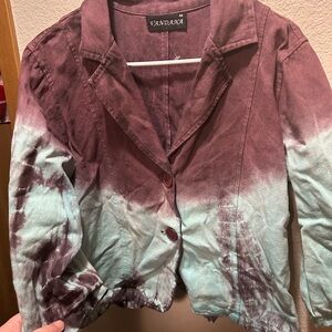 Women's Tie-Dye Jean Jacket - Purple and Blue